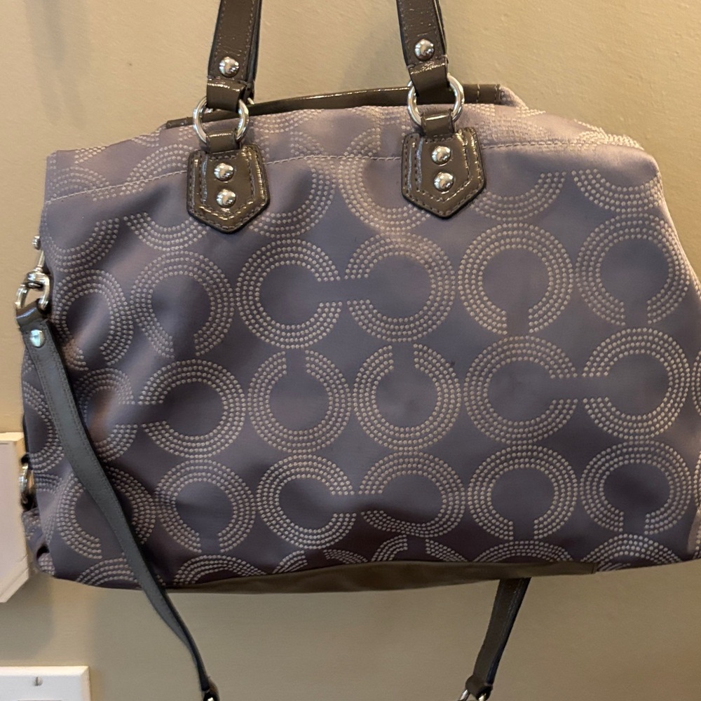 Coach Dark Gray Patterned Leather Shoulder Bag - image 8